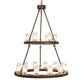 Meyda Lighting Loxley 36" 18-Light 2-Tier Mahogany Bronze Chandelier With Clear Frosted Acrylic Shade