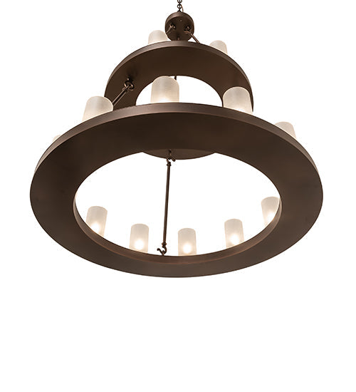 Meyda Lighting Loxley 36" 18-Light 2-Tier Mahogany Bronze Chandelier With Clear Frosted Acrylic Shade