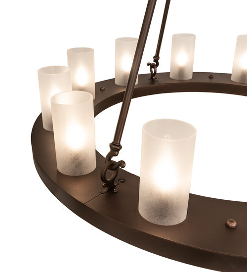 Meyda Lighting Loxley 36" 18-Light 2-Tier Mahogany Bronze Chandelier With Clear Frosted Acrylic Shade