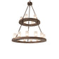 Meyda Lighting Loxley 36" 18-Light 2-Tier Mahogany Bronze Chandelier With Clear Frosted Acrylic Shade