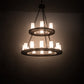 Meyda Lighting Loxley 36" 18-Light 2-Tier Mahogany Bronze Chandelier With Frosted Clear Shade Glass
