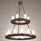 Meyda Lighting Loxley 36" 18-Light 2-Tier Mahogany Bronze Chandelier With Frosted Clear Shade Glass