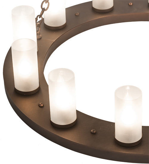Meyda Lighting Loxley 36" 18-Light 2-Tier Mahogany Bronze Chandelier With Frosted Clear Shade Glass