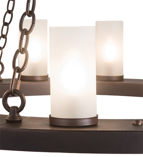 Meyda Lighting Loxley 36" 18-Light 2-Tier Mahogany Bronze Chandelier With Frosted Clear Shade Glass
