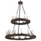 Meyda Lighting Loxley 36" 18-Light 2-Tier Mahogany Bronze Chandelier With Frosted Clear Shade Glass