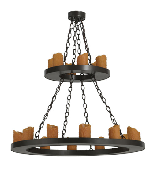 Meyda Lighting Loxley 36" 18-Light 2-Tier Timeless Bronze Chandelier With Amber Faux Candlelight
