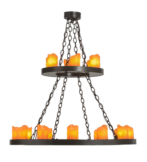 Meyda Lighting Loxley 36" 18-Light 2-Tier Timeless Bronze Chandelier With Amber Faux Candlelight