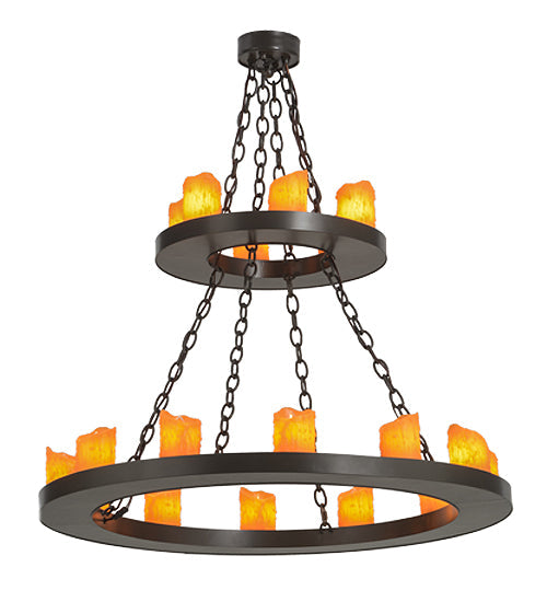 Meyda Lighting Loxley 36" 18-Light 2-Tier Timeless Bronze Chandelier With Amber Faux Candlelight