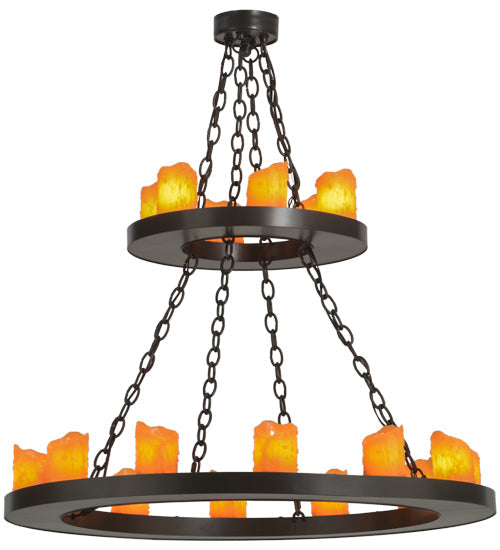 Meyda Lighting Loxley 36" 18-Light 2-Tier Timeless Bronze Chandelier With Amber Faux Candlelight