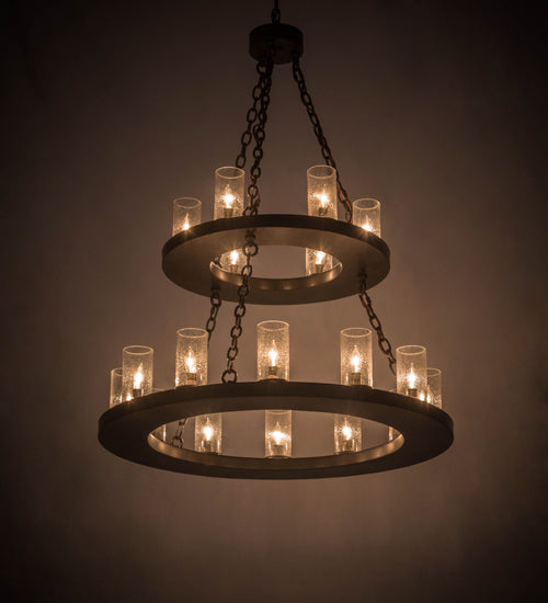 Meyda Lighting Loxley 36" 18-Light Timeless Bronze Chandelier With Clear Seeded Shade Glass