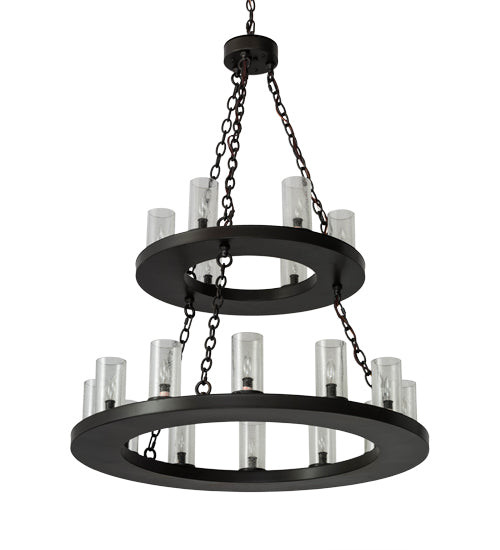 Meyda Lighting Loxley 36" 18-Light Timeless Bronze Chandelier With Clear Seeded Shade Glass
