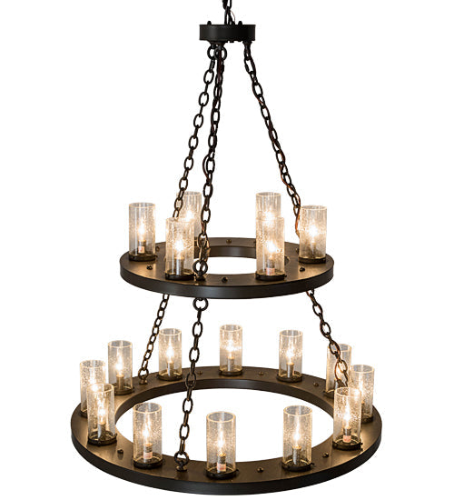 Meyda Lighting Loxley 36" 18-Light Timeless Bronze Chandelier With Clear Seeded Shade Glass