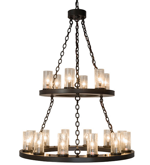 Meyda Lighting Loxley 36" 18-Light Timeless Bronze Chandelier With Clear Seeded Shade Glass