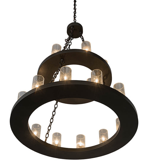 Meyda Lighting Loxley 36" 18-Light Timeless Bronze Chandelier With Clear Seeded Shade Glass