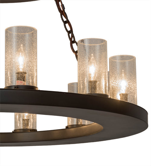 Meyda Lighting Loxley 36" 18-Light Timeless Bronze Chandelier With Clear Seeded Shade Glass