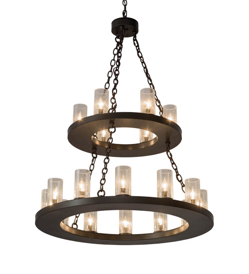 Meyda Lighting Loxley 36" 18-Light Timeless Bronze Chandelier With Clear Seeded Shade Glass