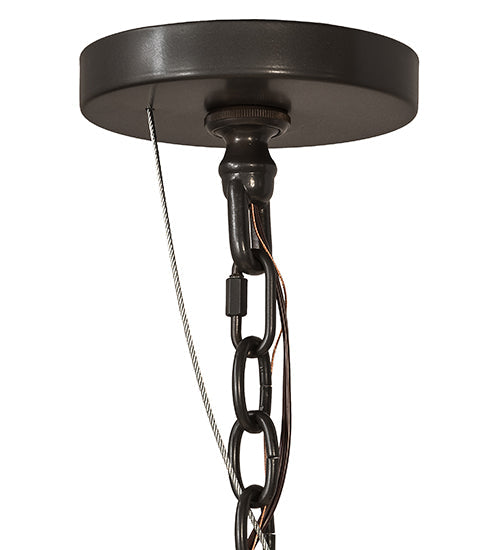 Meyda Lighting Loxley 36" 8-Light Timeless Bronze Chandelier With Frosted Clear Shade Glass