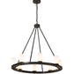 Meyda Lighting Loxley 36" 8-Light Timeless Bronze Chandelier With Frosted Clear Shade Glass