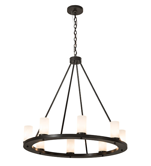 Meyda Lighting Loxley 36" 8-Light Timeless Bronze Chandelier With Frosted Clear Shade Glass