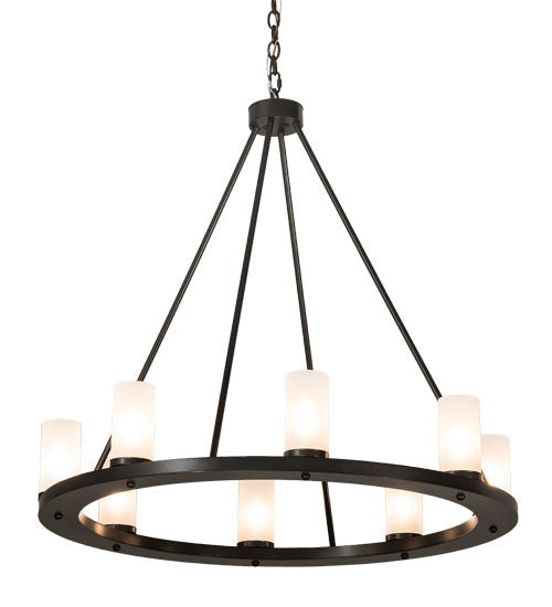 Meyda Lighting Loxley 36" 8-Light Timeless Bronze Chandelier With Frosted Clear Shade Glass