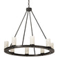 Meyda Lighting Loxley 36" 8-Light Timeless Bronze Chandelier With Frosted Clear Shade Glass
