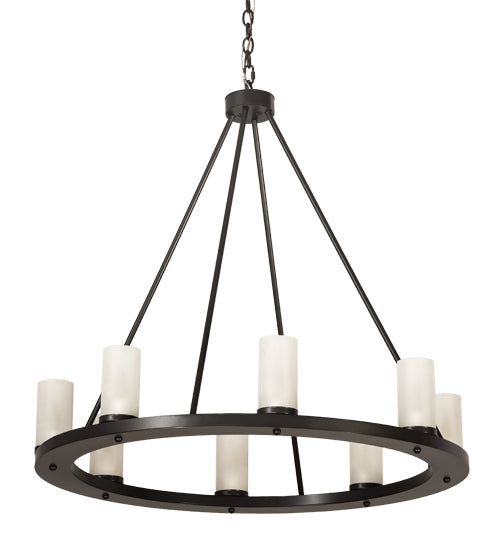 Meyda Lighting Loxley 36" 8-Light Timeless Bronze Chandelier With Frosted Clear Shade Glass