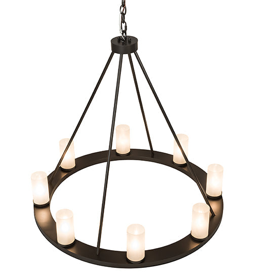 Meyda Lighting Loxley 36" 8-Light Timeless Bronze Chandelier With Frosted Clear Shade Glass