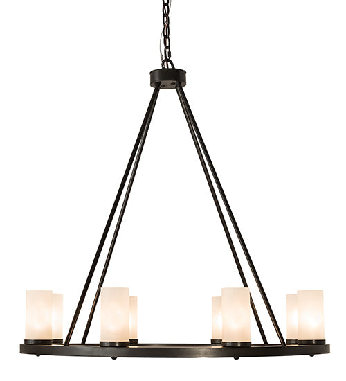 Meyda Lighting Loxley 36" 8-Light Timeless Bronze Chandelier With Frosted Clear Shade Glass