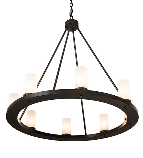 Meyda Lighting Loxley 36" 8-Light Timeless Bronze Chandelier With Frosted Clear Shade Glass