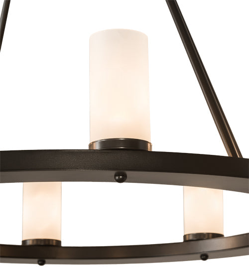 Meyda Lighting Loxley 36" 8-Light Timeless Bronze Chandelier With Frosted Clear Shade Glass