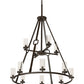 Meyda Lighting Loxley 38" 12-Light Oil Rubbed Bronze Hugo Chandelier With Clear Seeded Shade Glass