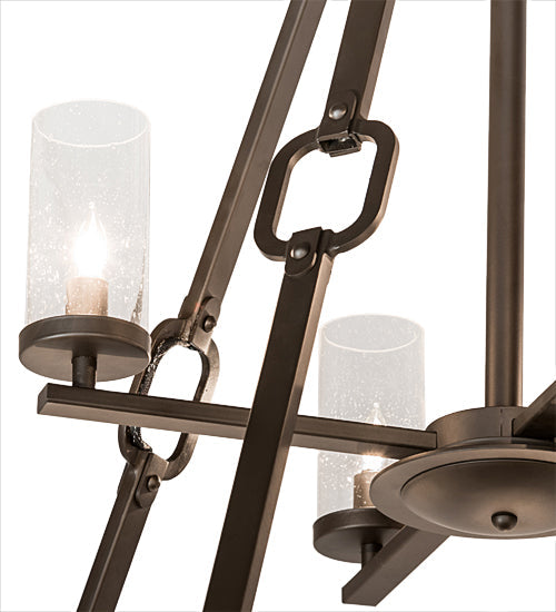 Meyda Lighting Loxley 38" 12-Light Oil Rubbed Bronze Hugo Chandelier With Clear Seeded Shade Glass