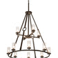 Meyda Lighting Loxley 38" 12-Light Oil Rubbed Bronze Hugo Chandelier With Clear Seeded Shade Glass