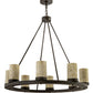 Meyda Lighting Loxley 38" 8-Light Chestnut Chandelier With Ivory & Light Green Jadestone Cylindres Shade