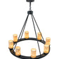 Meyda Lighting Loxley 38" 8-Light Chestnut Chandelier With Ivory & Light Green Jadestone Cylindres Shade