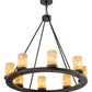 Meyda Lighting Loxley 38" 8-Light Chestnut Chandelier With Ivory & Light Green Jadestone Cylindres Shade