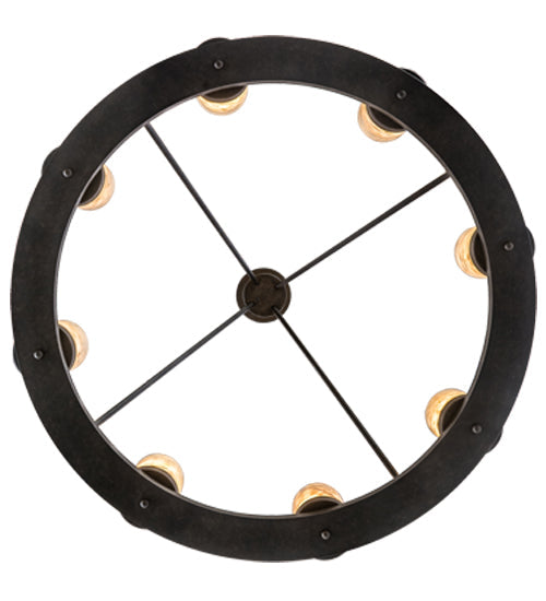 Meyda Lighting Loxley 38" 8-Light Chestnut Chandelier With Ivory & Light Green Jadestone Cylindres Shade