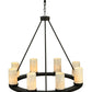 Meyda Lighting Loxley 38" 8-Light Chestnut Chandelier With White and Light Green Jadestone Shade