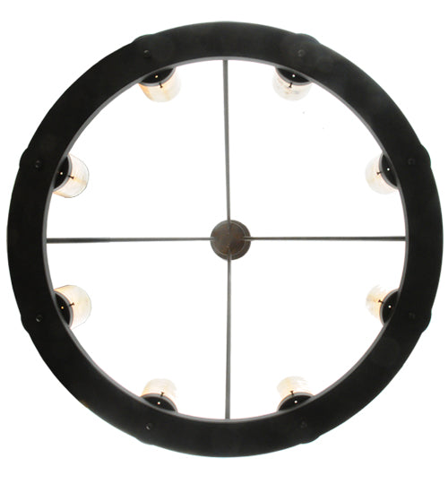 Meyda Lighting Loxley 38" 8-Light Chestnut Chandelier With White and Light Green Jadestone Shade