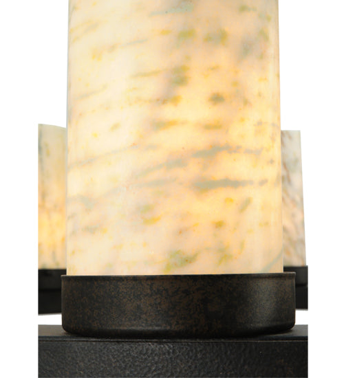 Meyda Lighting Loxley 38" 8-Light Chestnut Chandelier With White and Light Green Jadestone Shade