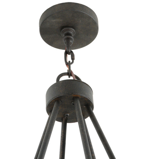 Meyda Lighting Loxley 38" 8-Light Chestnut Chandelier With White and Light Green Jadestone Shade