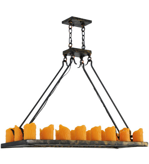 Meyda Lighting Loxley 39" 18-Light Antique Black Chandelier With Amber Faux Candlelight