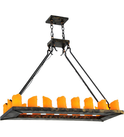 Meyda Lighting Loxley 39" 18-Light Antique Black Chandelier With Amber Faux Candlelight
