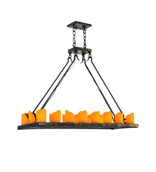 Meyda Lighting Loxley 39" 18-Light Antique Black Chandelier With Amber Faux Candlelight