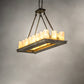 Meyda Lighting Loxley 39" 18-Light Vintage Moss Patina Island Chandelier With Desert Sand Shade Glass