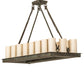 Meyda Lighting Loxley 39" 18-Light Vintage Moss Patina Island Chandelier With Desert Sand Shade Glass