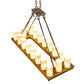 Meyda Lighting Loxley 39" 18-Light Vintage Moss Patina Island Chandelier With Desert Sand Shade Glass