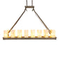 Meyda Lighting Loxley 39" 18-Light Vintage Moss Patina Island Chandelier With Desert Sand Shade Glass