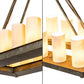 Meyda Lighting Loxley 39" 18-Light Vintage Moss Patina Island Chandelier With Desert Sand Shade Glass