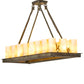 Meyda Lighting Loxley 39" 18-Light Vintage Moss Patina Island Chandelier With Desert Sand Shade Glass